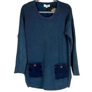 NWT Neon Buddha popover oversize round neck long sleeve pockets top Sz S